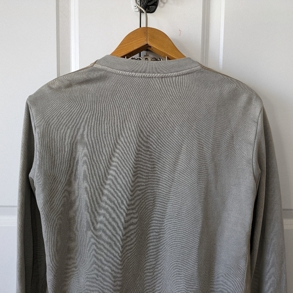 Closed Cardigan Women's Small Gray Tan Goat Skin Cotton Draped Front Jacket - Picture 3 of 9